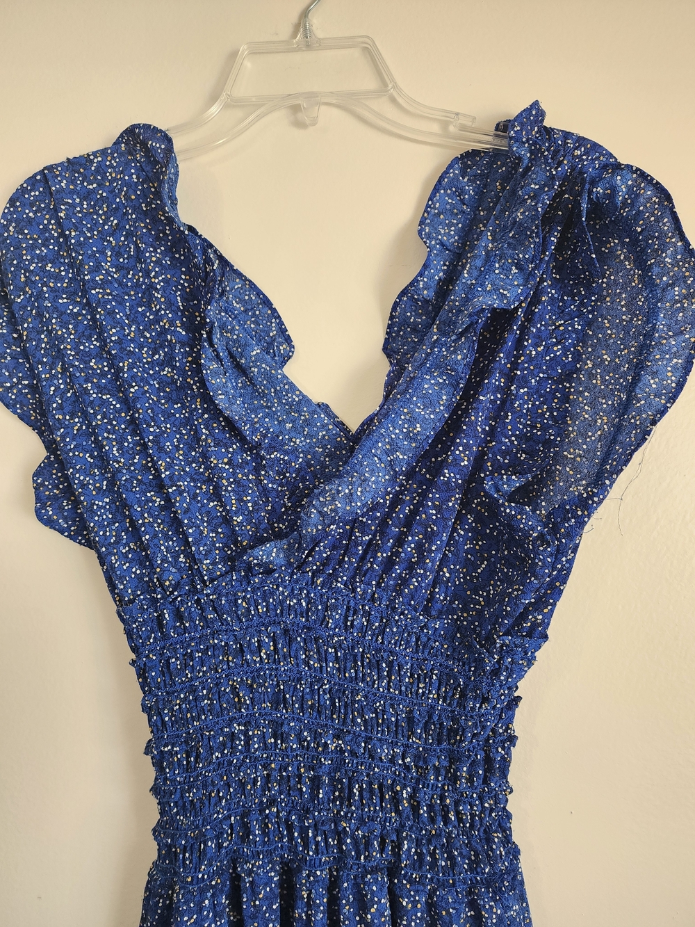 Max Studio Royal Blue Ruffled V-Neck Maxi Dress - Picture 2 of 7